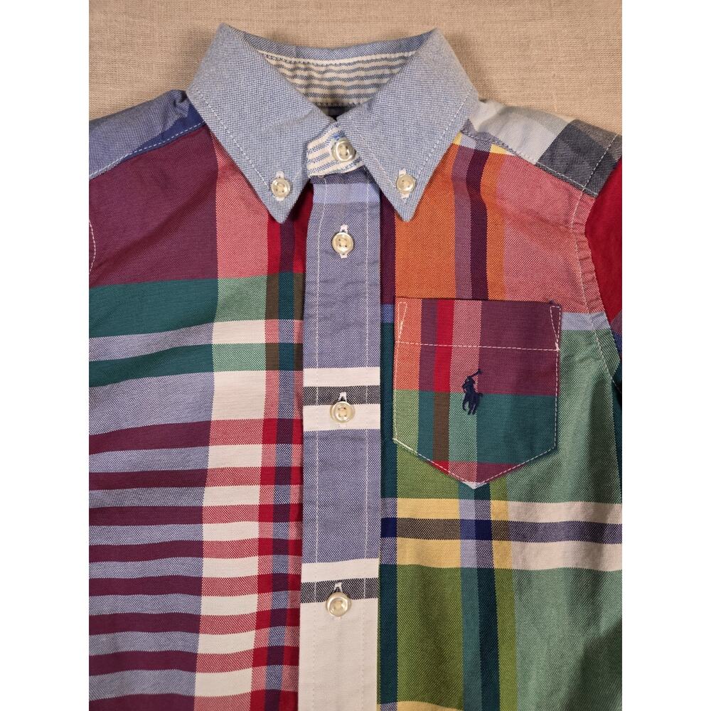 NWOT Toddler Boy's Poplin Multi Color Plaid‎ Button Down 2T